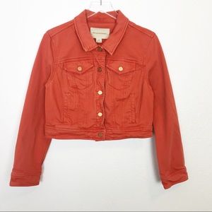 ANTHROPOLOGIE Pilcro Cropped Denim Jacket Orange M